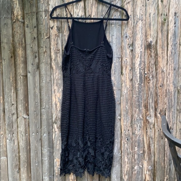 Black mini dress with crochet overlay Sz. S. - Picture 4 of 5